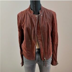 Free People Reddish Brown Leather Jacket